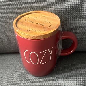 Rae Dunn Red Cozy Mug with Wooden Lid